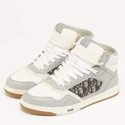 Pre Owned Dior B27 Size 46 Multicolor Jacquard and Leather High Top Sneakers