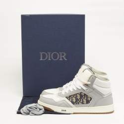 Pre Owned Dior B27 Size 46 Multicolor Jacquard and Leather High Top Sneakers