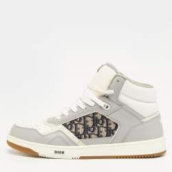Pre Owned Dior B27 Size 46 Multicolor Jacquard and Leather High Top Sneakers