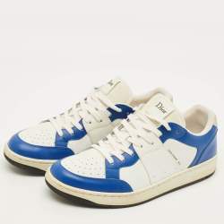 Pre Owned Dior B02 Size 44 White/Blue Leather Low Top Sneakers