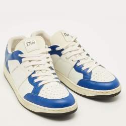 Pre Owned Dior B02 Size 44 White/Blue Leather Low Top Sneakers