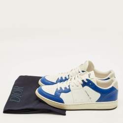 Pre Owned Dior B02 Size 44 White/Blue Leather Low Top Sneakers