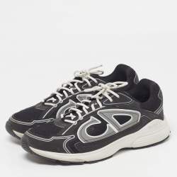 Pre Owned Dior B30 Size 45 Black/Grey Leather and Mesh Lace Up Sneakers