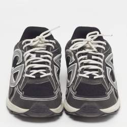 Pre Owned Dior B30 Size 45 Black/Grey Leather and Mesh Lace Up Sneakers