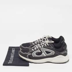 Pre Owned Dior B30 Size 45 Black/Grey Leather and Mesh Lace Up Sneakers