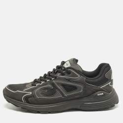 مملوكة مسبقًا Dior B30 Size 45 Black Leather and Mesh Lace Up Sneakers