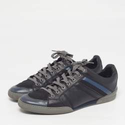 Pre Owned Dior B18 Size 42.5 Navy Blue/Black Canvas and Leather Low Top Sneakers