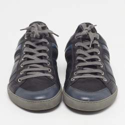 Pre Owned Dior B18 Size 42.5 Navy Blue/Black Canvas and Leather Low Top Sneakers