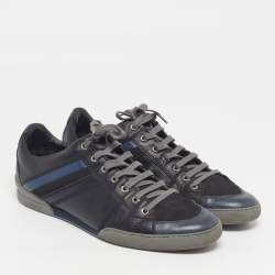 Pre Owned Dior B18 Size 42.5 Navy Blue/Black Canvas and Leather Low Top Sneakers
