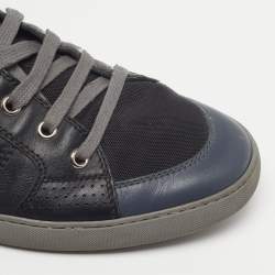 Pre Owned Dior B18 Size 42.5 Navy Blue/Black Canvas and Leather Low Top Sneakers