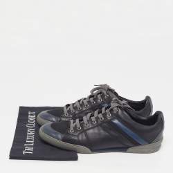 Pre Owned Dior B18 Size 42.5 Navy Blue/Black Canvas and Leather Low Top Sneakers