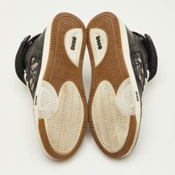 Pre Owned Dior B27 Size 43 Black/Beige Oblique Canvas and Leather High Top Sneakers