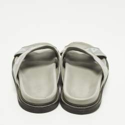 Pre Owned صندل منزلق ديور كانفاس وجلد رمادي CD دايموند مقاس 46