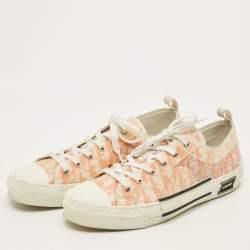 مملوكة مسبقًا Dior B23 Size 45 White/Orange Oblique Mesh and PVC Low Top Sneakers