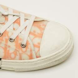 مملوكة مسبقًا Dior B23 Size 45 White/Orange Oblique Mesh and PVC Low Top Sneakers