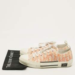 مملوكة مسبقًا Dior B23 Size 45 White/Orange Oblique Mesh and PVC Low Top Sneakers