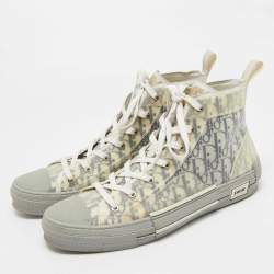 مملوكة مسبقًا Dior B23 Size 46 Oblique Grey/White Mesh and PVC High Top Sneakers