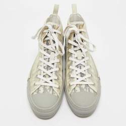 مملوكة مسبقًا Dior B23 Size 46 Oblique Grey/White Mesh and PVC High Top Sneakers