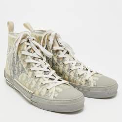 مملوكة مسبقًا Dior B23 Size 46 Oblique Grey/White Mesh and PVC High Top Sneakers
