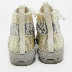 مملوكة مسبقًا Dior B23 Size 46 Oblique Grey/White Mesh and PVC High Top Sneakers