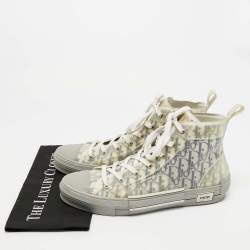 مملوكة مسبقًا Dior B23 Size 46 Oblique Grey/White Mesh and PVC High Top Sneakers