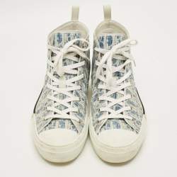 Pre Owned Dior B23 Size 46 Blue/White Jacquard Oblique Kasuri High Top Sneakers
