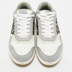 Pre Owned حذاء رياضي ديور ج27 جلد وكانفاس رمادي رباط مقاس 37