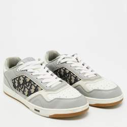 Pre Owned حذاء رياضي ديور ج27 جلد وكانفاس رم ادي رباط مقاس 37