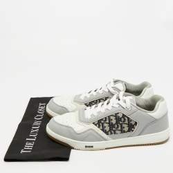 Pre Owned حذاء رياضي ديور ج27 جلد وكانفاس رمادي رباط مقاس 37