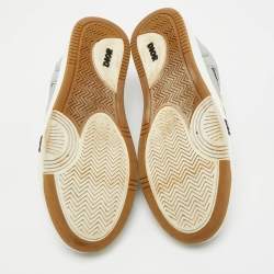 Pre Owned حذاء رياضي ديور ج27 جلد وكانفاس رمادي رباط مقاس 37