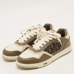 Pre Owned حذاء رياضي ديور بي27 مرتفع من أعلى جاكارد و جلد أبيض و رصاصي مقاس 40