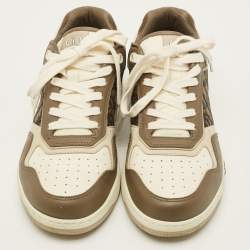 Pre Owned حذاء رياضي ديور بي27 مرتفع من أعلى جاكارد و جلد أبيض و رصاصي مقاس 40