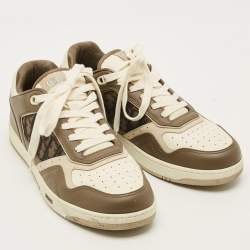 Pre Owned حذاء رياضي ديور بي27 مرتفع من أعلى جاكارد و جلد أبيض و رصاصي مقاس 40