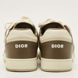 Pre Owned حذاء رياضي ديور بي27 مرتفع من أعلى جاكارد و جلد أبيض و رصاصي مقاس 40