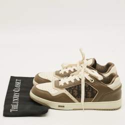 Pre Owned حذاء رياضي ديور بي27 مرتفع من أعلى جاكارد و جلد أبيض و رصاصي مقاس 40