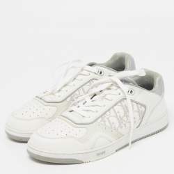 مملوكة مسبقًا Dior B27 Size 43.5 White Oblique Leather Lace Up Sneakers