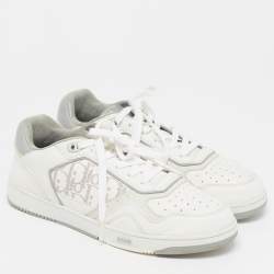 مملوكة مسبقًا Dior B27 Size 43.5 White Oblique Leather Lace Up Sneakers