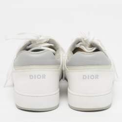 مملوكة مسبقًا Dior B27 Size 43.5 White Oblique Leather Lace Up Sneakers