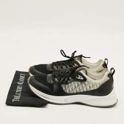 Pre Owned Dior B25 Size 43 Black Leather and Mesh Lace Up Sneakers