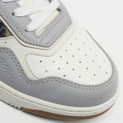 مملوكة مسبقًا حذاء رياضي ديور رمادي/أبيض جاكار مائل وجلد مقاس 38