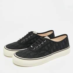 Pre Owned Dior Saltwind Size 45 Black/Dark Grey Oblique Jacquard Low Top Sneakers