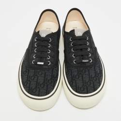 Pre Owned Dior Saltwind Size 45 Black/Dark Grey Oblique Jacquard Low Top Sneakers