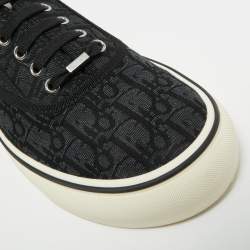 Pre Owned Dior Saltwind Size 45 Black/Dark Grey Oblique Jacquard Low Top Sneakers