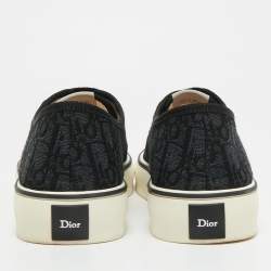 Pre Owned Dior Saltwind Size 45 Black/Dark Grey Oblique Jacquard Low Top Sneakers