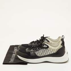 Pre Owned Dior B25 Size 43 Black/White Oblique Mesh, Leather and Rubber Lace Up Sneakers