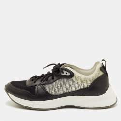 Pre Owned Dior B25 Size 43 Black/White Oblique Mesh, Leather and Rubber Lace Up Sneakers