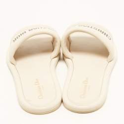 Pre Owned Dior Every-D Size 42 Cream Leather Flat Slides