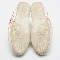 Pre Owned Dior Shawn Stussy B23 Size 45 Transparent/Grey Oblique Mesh and PVC 'Ox Head Embroidery Patch' High Top Sneakers