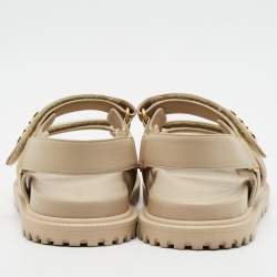 Pre Owned Dior Dioract Size 40 Beige Leather Flat Slingback Sandals