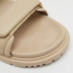 Pre Owned Dior Dioract Size 40 Beige Leather Flat Slingback Sandals